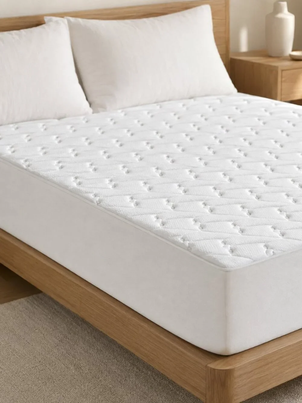 Hotel Laundry Allergy Waterproof Mattress Pad, White